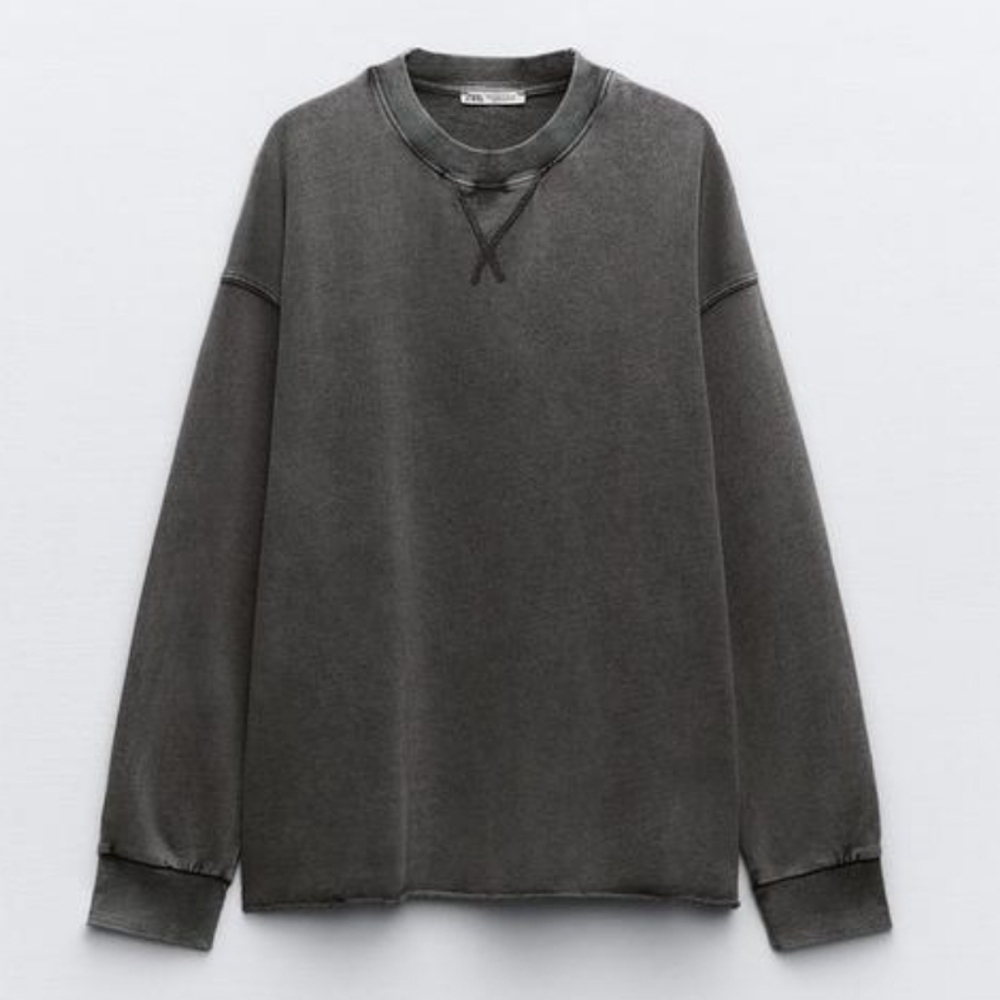 Zara Terry Sweatshirt Mineral Washed Gray